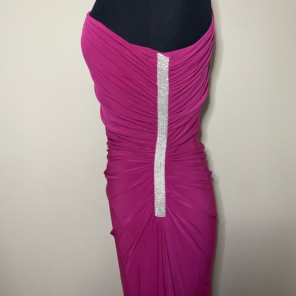 Lauren by Ralph Lauren Evening One Shoulder Dress - Magenta Size 8 - Picture 3 of 13
